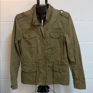 Vintage Arizona Jean Co Army Green Zip-up Jacket with Drawstring Women’s Size XL